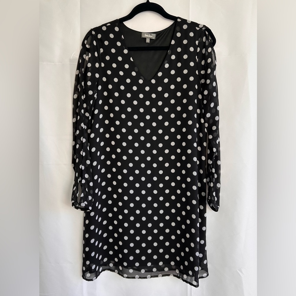 Black and White Polka Dot V Neck Dress